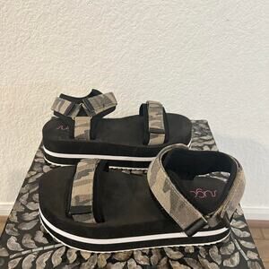 Platform Flatform Outdoor Hiking Water Festival Strappy Camo Sandals‎  9